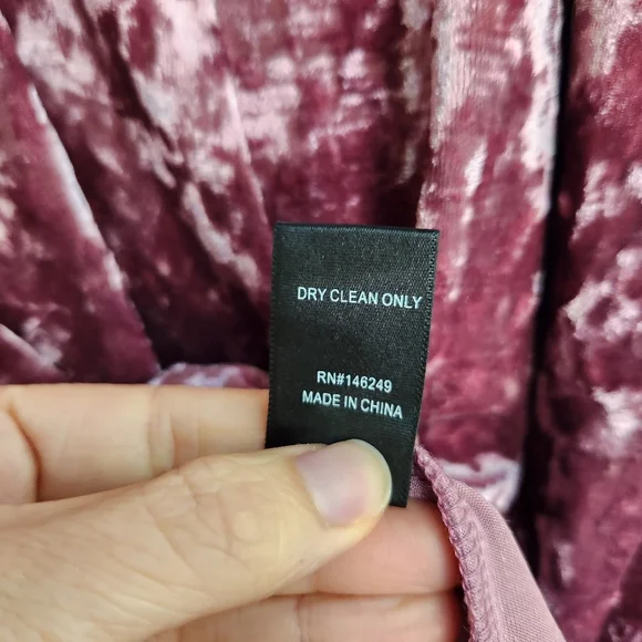 NWT DAF House Asymmetric Velvet Wrap Style Mini Dress - Mauve - Picture 9 of 10